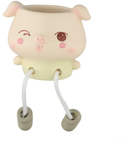 Maceta de resina divertida y divertida en adorable forma de animal que ilumina tu espacio sin esfuerzo (B)