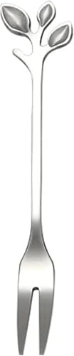 GUOXU Dessert Forks Household Cute Dinner Forks Stainless Steel Cake Fork Leaf Fruit Dessert Cake Fork Flatware Forks Creative Cream Convenient Dinner Forks(Silver)