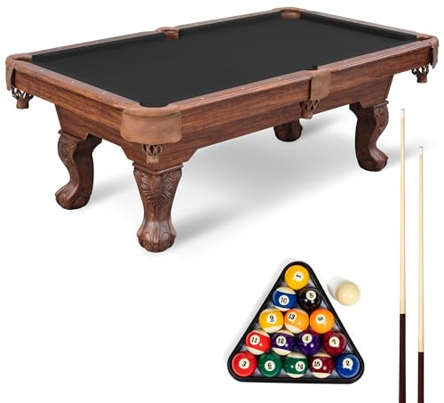 EastPoint Masterton 2.0 Pool Table, 2 Pool Cues & Balls, Black, 87 | Billiards Table, Game Tables for Adults, Leveling Legs on Uneven Floors, K-66 Bumpers, Brush & Cover, Chalk, Triangle Rack