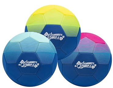 SUMMER GAMES Neopren Fußball Wasserfest - Ø 21 cm Gr. 5 Strandball Bunt | Leichter Wasserfußball für Pool, Garten und Meer - Robustes Material sorgt für Spielspaß bei Kindern und Erwachsenen