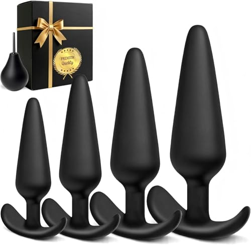5 Stück Analplug# Für Männer Frauen Mit Analdusche, 4 Größen Anal Plug Set | 4 Größen Ø2,29 Bis Ø4,06 Cm, T-Basis Silikon Buttplug,Analplugs Für Anfänger Bis Profis, Anal Dildo Sexspielzeug Set