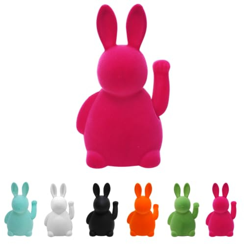 Klocke Dekorationsbedarf Winke-Hase Oster-Dekoration mit Winkearm – Beflockte Hasenfigur - Batteriebetrieben - Deko-Objekt für Ostern & Frühling (Fuchsia)