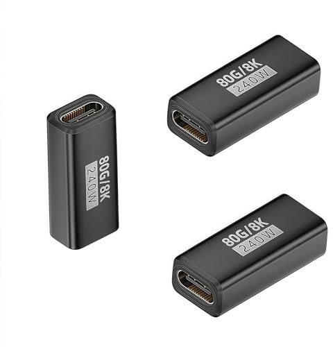 TFAK 3-Pack 240W USB C Coupler Thunderbolt 5, USB c Female to Female, Support 80Gbps,120Gbps Bandwidth, Dual 8K,16K,@60hz Video, for MacBook, Ipad, Thunderbolt 5/4/3,iPhone 17,USB4,Razer Blade.