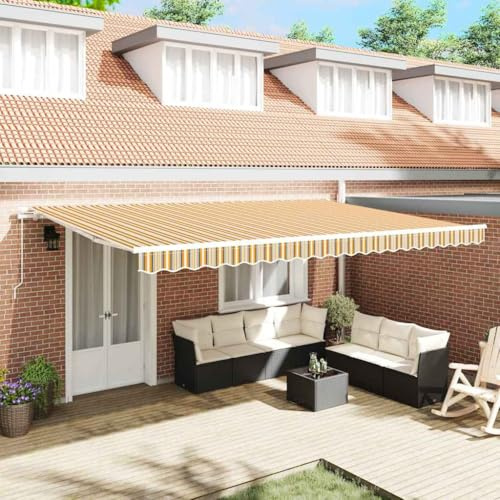 QJBSAVVA Einziehbare Gelenkarmmarkise 500×300 cm Mehrfarbig Robustes Sonnensegel Garten Terrassenüberdachung Moderne Balkon Markise Langlebig für Garten Terrasse Balkon