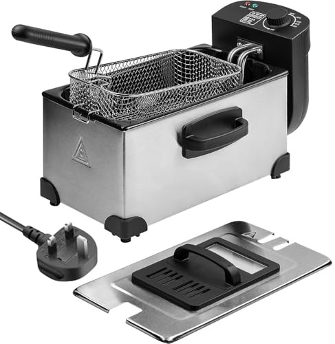 Blendra Deep Fat Fryer 3L Capacity 2000W, Stainless Steel Fryer for Chips & Fried Chicken, 130-190 Adjustable Temperature, Removable Oil Container with Basket,Lid, Viewing Window