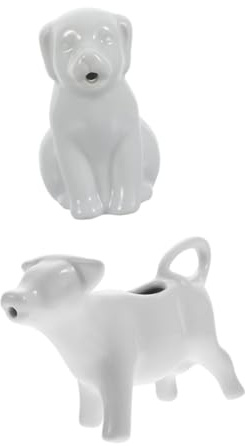 ABOOFAN Creamer Jug Set Milk Pitchers Animal 2pcs Ceramic in White with Comfort-Grip Handle, 40ml for Hotel, Coffee and Tea Service