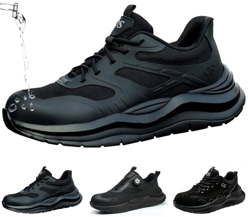 ZEPYFXIT Scarpe Antinfortunistiche Uomo Donna Scarpe da Lavoro Impermeabili Leggere Antiscivolo con Punta in Acciaio S1P Invernali Estive Nero 42