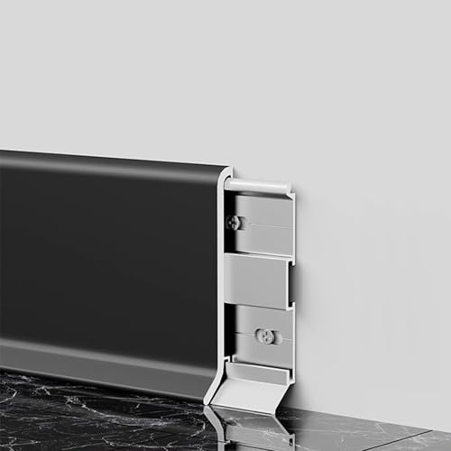 Lot de 2 plinthes en aluminium de 125 cm, faciles à installer et à nettoyer, décoration d'intérieur moderne, gris mat, parfaites pour la rénovation intérieure (10 cm x 125 cm)