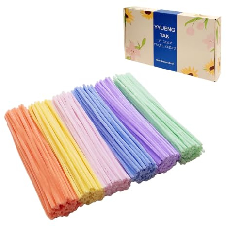 YYUENG TAK 300 piezas de limpiapipas en colores pastel, limpiapipas para manualidades con ojos móviles, 6 colores de hilo de chenilla de 6 mm x 30 cm, set de limpiapipas Macaron para manualidades DIY
