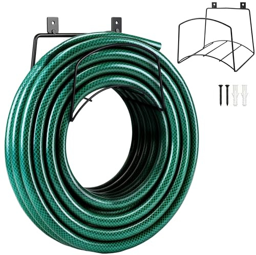 TIGREZ Large Garden Hose Wall Bracket Hanger - Steel Holder with Fittings