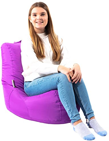 MaxiBean Bean Bag Chair Seat Indoor Or Outdoor Garden Beanbag Kids Gaming Recliner Cushion With Filling Included (Purple)