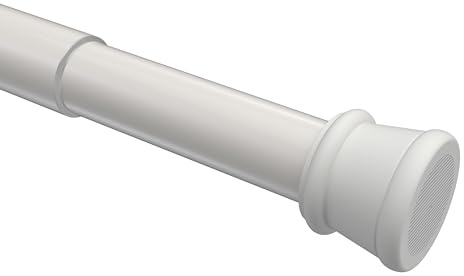INTERDECO Spannstange ausdrehbar, Klemmstange mit Gummistopfen 26/23 mm aus Metall und Kunststoff, ohne Bohren, Weiß, für Gardinen und Duschvorhänge, Typ 2026011, 125-220 cm