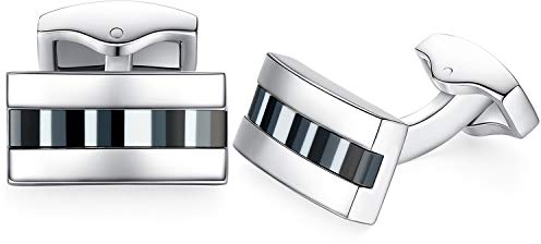 Honey Bear Herren Weiß Perle Schale Manschettenknöpfe Cufflinks Edelstahl Rechteck Manschettenknopf für Hemd, Hochzeit Geschäft Geschenk (Schwarz Grau Weiß)