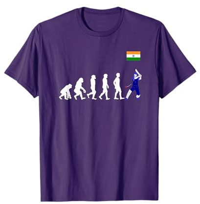 Evolution of man into cricket player with Indian team Jersey T-Shirt