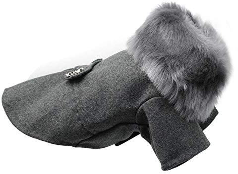Hundebekleidung Für Kleine Mittlere Hunde Haustier Mops Chihuahua Kleidung Winter Haustier Welpe Yorkie Hundemantel Jacke Mit Fell, Grau, XXL