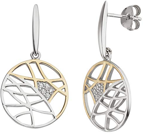 Jobo Damen-Ohrhänger aus 925 Sterling Silber Bicolor vergoldet mit 10 Zirkonia