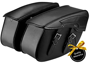 KEMIMOTO Synthetic Leather Motorcycle Saddlebag for Street Glide Electra Glide Touring Model, Universal 34L, Black