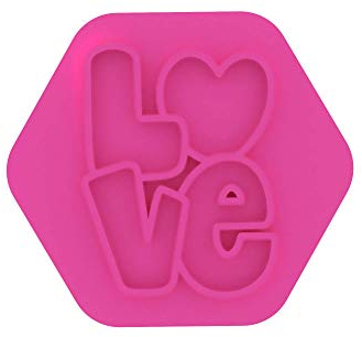 LissieLou Love in Bubble Font Cookie Stamp Valentine's Day Love Heart Icing Fondant Embosser - Light Pink