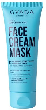 GYADA COSMETICS, Maschera Viso Idratante e Rigenerante, Migliora l’Aspetto di Pelli Secche, Disidratate e Spente, Formula a Base di Aloe Vera e Acido Ialuronico ad Alto Peso Molecolare, 75 ml