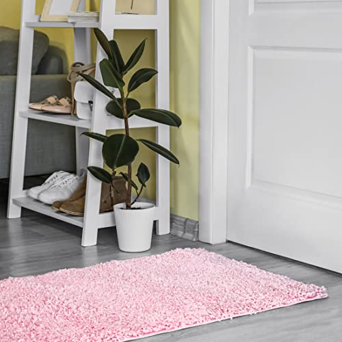 Mazovia Shaggy Läufer Flur 140x350cm Rosa Einfarbig Weich und Flauschig | Teppichläufer für Küche Waschküche Schlafzimmer Pflegeleicht Fußbodenheizungsgeeignet Dick und Hochflor Verkauf pro Meter