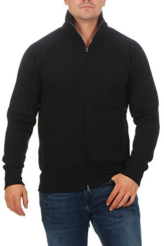 Mivaro Herren Sweatjacke ohne Kapuze - Zip Hoodie Jacke mit Stehkragen aus Baumwollmischung - Regular Fit - innen weich gefüttert - Sweatjacke mit Zwei-Wege Reißverschluss - Übergröße bis Größe 5XL