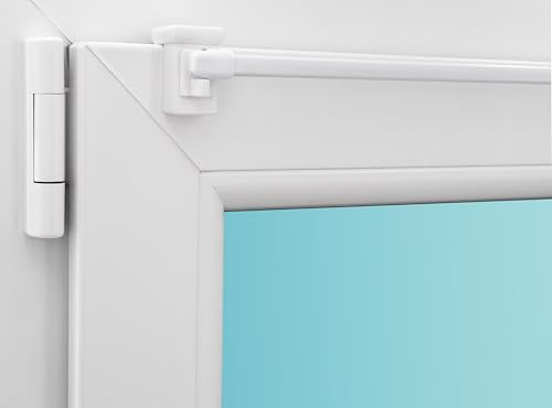 Gardinenstange Miami ausziehbar, Vitragestange, inkl. 1 Paar Fensterhaken/Klemmträger, Klemmbereich 10-27 mm, Befestigung oben oder seitlich am Fenster (weiß, 40-60 cm ausziehbar)