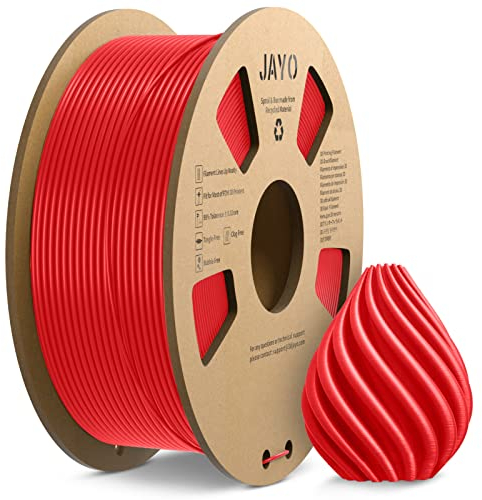 JAYO PETG Filament 1.75mm Rot 1.1KG, PETG Starke Zähigkeit 3D Drucker Filament, Maßgenauigkeit +/- 0.02 mm, 1.1kg Spule(2.4lbs) für die meisten FDM 3D Drucker