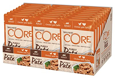 Wellness CORE Purely Paté 24 x 85g, Huhn & Truthahn – Nassfutter für Katze, feine Pastete, getreidefrei, natürlich, hypoallergen, proteinreich, hoher Fleischanteil