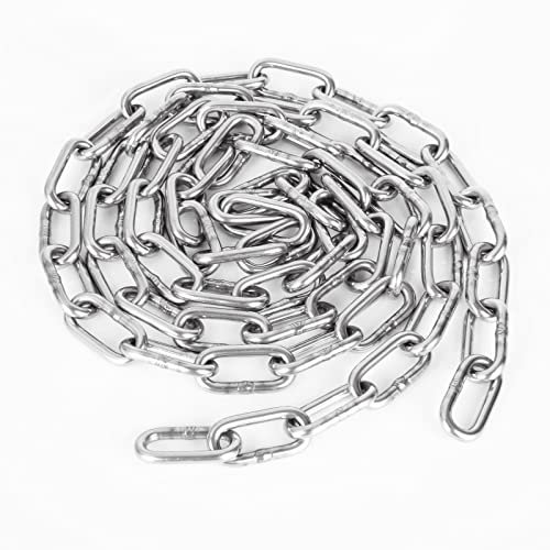 JMIATRY 2 Metres Length 304 Stainless Steel Chain, 5mm Heavy Duty Chain Links, Galvanized Steel Welded Link Chains Lift for Fence Gate, Garage Doors, Swing Chaines and Bicycle Security Lock