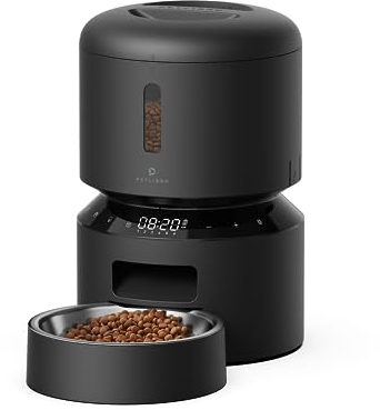 PETLIBRO Distributeur Croquettes Chat Automatique pour Animaux avec Bols en Acier Inoxydable, Gamelles pour Chats ou Chiens (3L-Noir)