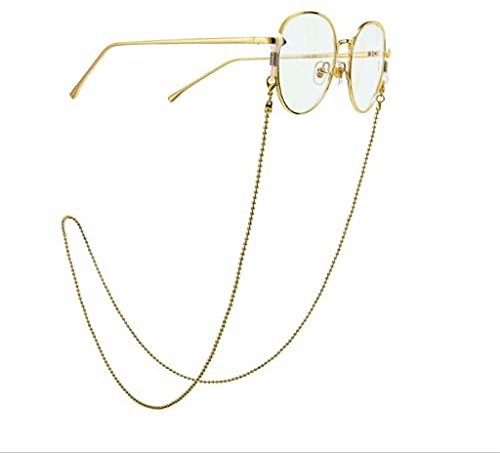 Brillenkette for Frauen Goldfarbe Perlenkette Lanyard Hip Hop Brillenband Sonnenbrillenschnüre Casual Brillenzubehör (Color : A, Size : Length-70CM) (A Length)