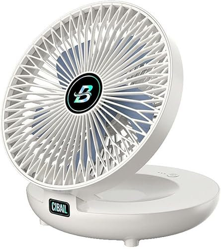 PEKJDS Foldable Air Circulation Fan - Portable Mini USB Rechargeable Quiet Device With 3 Speeds, 90° Adjustable, Wall Mounted Design for Home & Office (White)