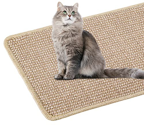 Kratzmatte Katze, Natürliche Sisalmatte [40 X 60cm] Kratzteppich Katzen rutschfeste und verschleißfest, Eckgebrauch Kratzbretter Katze Sisal Teppiche, Hinweis: Farben und Streifen sind zufällig