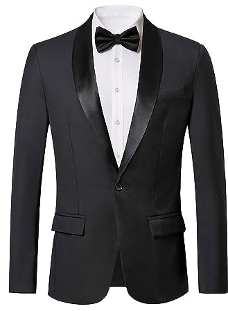 WZIKAI Herren Smoking Jacke Slim Fit EIN-Knopf Solid Blazer Kleid Anzug für Hochzeit Abschlussball Dinner Party, B-schwarz, M
