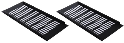 TopHomer 2 cubiertas de rejilla de ventilación, 150 mm x 350 mm, aleación de aluminio negro, rejilla de ventilación transpirable para armario de cocina