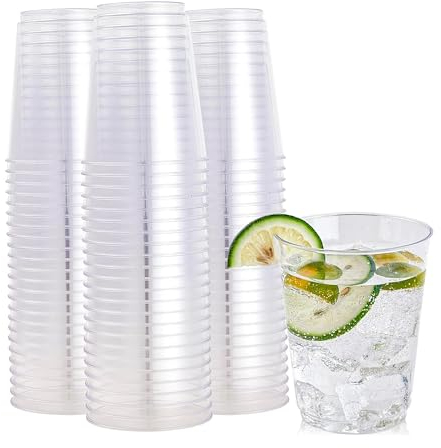 Perla - 48 Bicchieri in Plastica Rigida Riutilizzabile - Set Bicchieri 240ml Trasparente - Resistenti e Riciclabili - Bicchiere per Acqua, Vino, Drink - Made in Italy