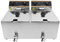 MOOTACO Friteuse électrique, 6L+6L commerciale friteuse avec valve de vidange, acier inoxydable, 2500Wx2, thermostat 60-200 °C