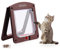 Bieiyhe Haustierklappe Hundeklappe mit Katzenklappe Tür Fenster Katzentüren Haustiertüre Hundeklappen für Kleine Hundetürklappe Außentür Cat Door Dog Door Flap zu 7 kg Geeignet (22.4x20.3cm)-Braun