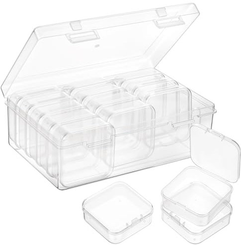 Yuanchu 16 scatole di immagazzinaggio piccole con coperchio, in plastica con coperchio ribaltabile, organizer per perle, ideale per piccoli oggetti, anelli, orecchini, viti, componenti elettronici
