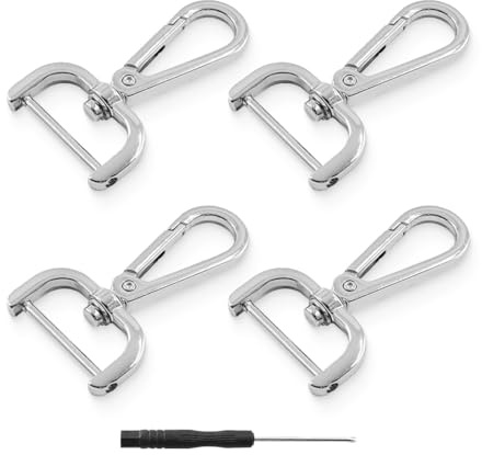 AFCJLTO 4 Stück karabinerhaken mit drehgelenk, D-Ringe karabinerhaken schlüsselanhänger mit 1 stück kleinen Schraubendrehern Legierung für Geldbörse Umhängetasche Lederhandtaschen DIY-Zubehör