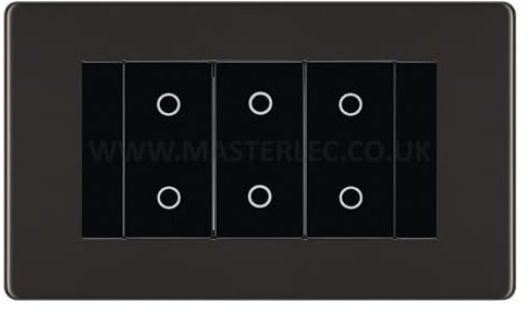 BG FBNTDM3B Black Nickel Screwless 3 Gang Triple Master Touch Dimmer Switch Black Inserts