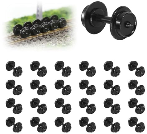 Evemodel 24 Stück Spur N 1:160 Modell Radsätze POM Kunststoff Achse Rad Räder Spur N Wagen für Modelleisenbahn