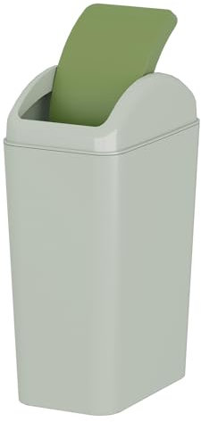 Lesbin 14 L Plastic Swing Top Waste Bin, Plastic Swing Lid Trash Bin, Green