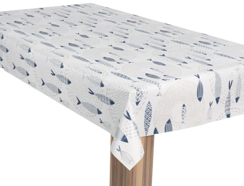 laro Wachstuch-Tischdecke Wachstischdecke Gartentischdecke Fische Nordsee Blau, Muster:Fische Nordsee Blau, Größe:100x140