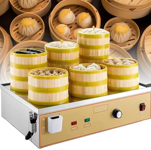 JJENXYYDS Vaporizadora Comercial para Bollos, máquina de Acero Inoxidable para cocinar al Vapor en el hogar,tamaño de vaporera de 13 a 20 cm para Bollos, albóndigas, Recetas de Cocina China,Six-Hole