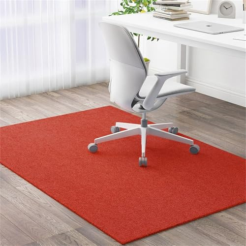Surwin Bürostuhl Unterlage Teppich, Bodenschutzmatte für Bürostuhl Hartböden Parkett Laminat, Kratzfest rutschfest Bodenmatte Stuhlunterlage Bürostuhlunterlage (Rot,100x120cm)