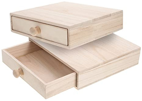AKOOSY Unbehandelte Holzkiste Schubladenstil 22X22,5X5,5Cm Holzbox Teebeutel Aufbewahrungsbox Selbstgemacht Geschenkbox für Basteln und Dekoration