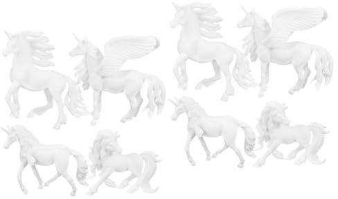 Kisangel 2 Sätze Malspielzeug Für Einhorn-bastelmaterial Einhorn- Zum Selbermachen Diy-einhorn-bastelspielzeug Unvollendete Einhornfiguren Diy-material Abs Weiß 4 Stück * 2
