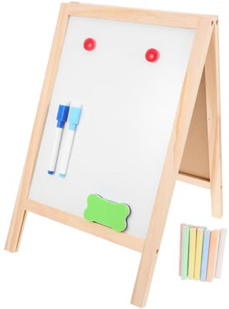 ERINGOGO Doppelseitige Kinderschreibtafel Holz Kreidetafel Abwischbares Whiteboard 25x40cm Freistehend Kreativtafel Für Kinder