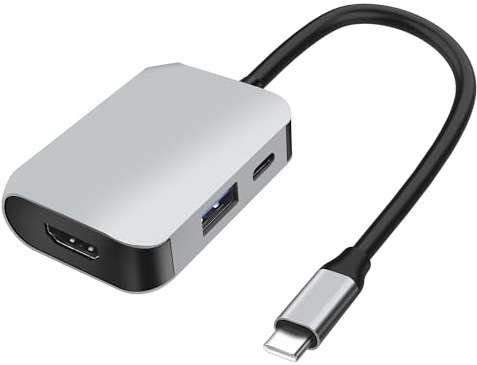 XMSJSIY USB C Hub, 3-in-1 Type-C Splitter with HDMI 4K@30Hz Display & 5Gbps USB 3.0 Type-A & 100W PD Type-C Powered Data Transfer and Fast Charging for Laptop PC TV Phone